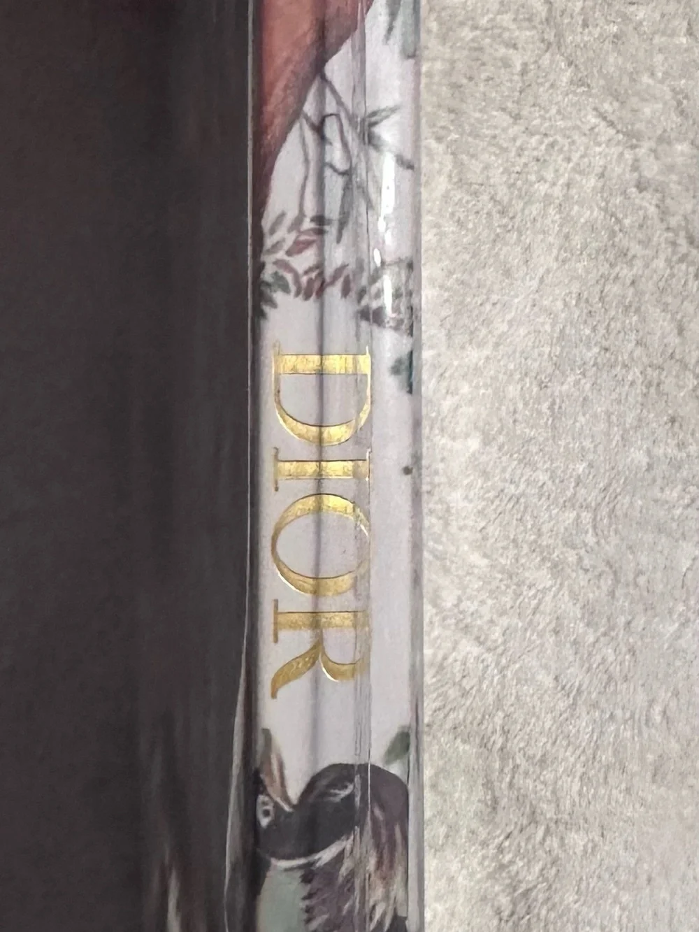 Dior Floral Spine Notebook with Gold Logo and Burgundy Ribbon